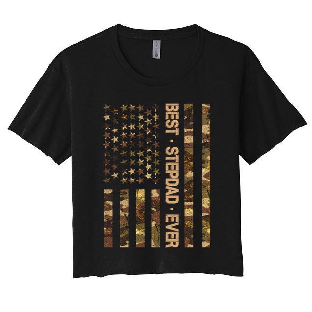 Best Stepdad Ever Camouflage Flag Crop Top