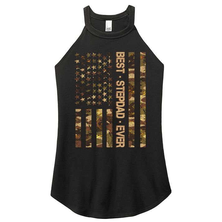 Best Stepdad Ever Camouflage Flag Women's Perfect Tri Rocker Tank