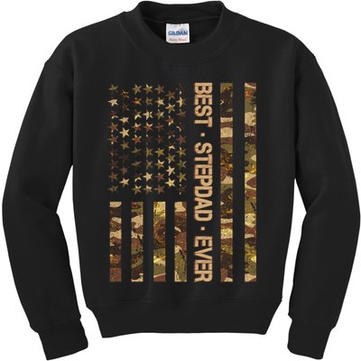 Best Stepdad Ever Camouflage Flag Kids Sweatshirt
