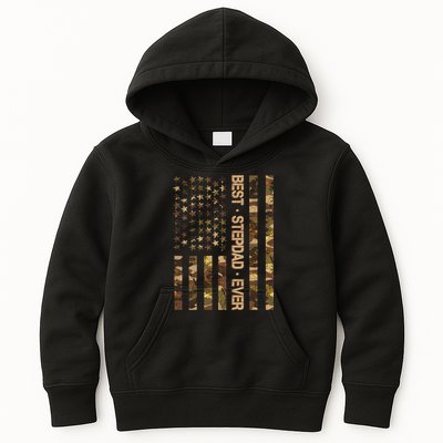 Best Stepdad Ever Camouflage Flag Kids Hoodie