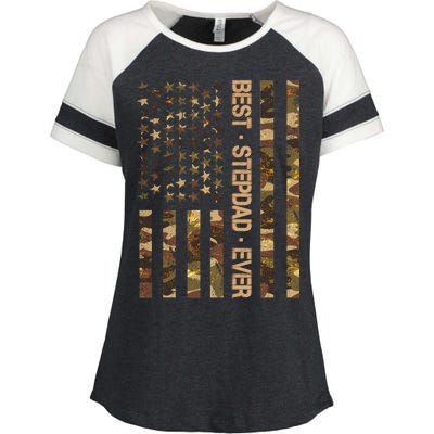 Best Stepdad Ever Camouflage Flag Enza Ladies Jersey Colorblock Tee