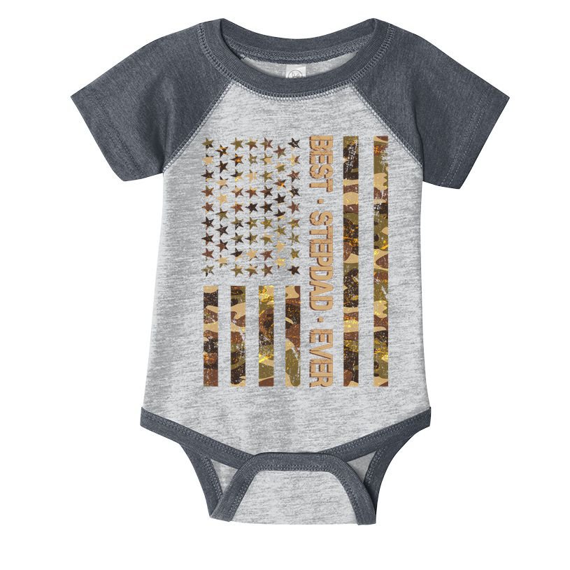 Best Stepdad Ever Camouflage Flag Infant Baby Jersey Bodysuit