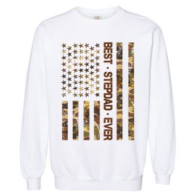 Best Stepdad Ever Camouflage Flag Garment-Dyed Sweatshirt