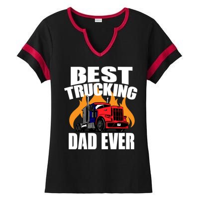 Best Trucking Dad Ever Ladies Halftime Notch Neck Tee