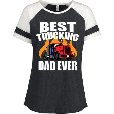 Best Trucking Dad Ever Enza Ladies Jersey Colorblock Tee