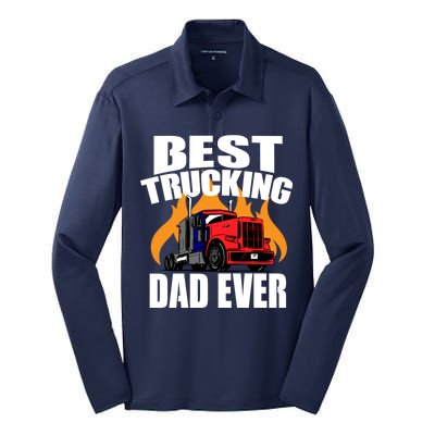 Best Trucking Dad Ever Silk Touch Performance Long Sleeve Polo