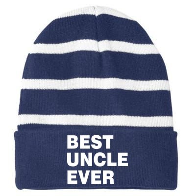 Best Uncle Ever Striped Beanie with Solid Band