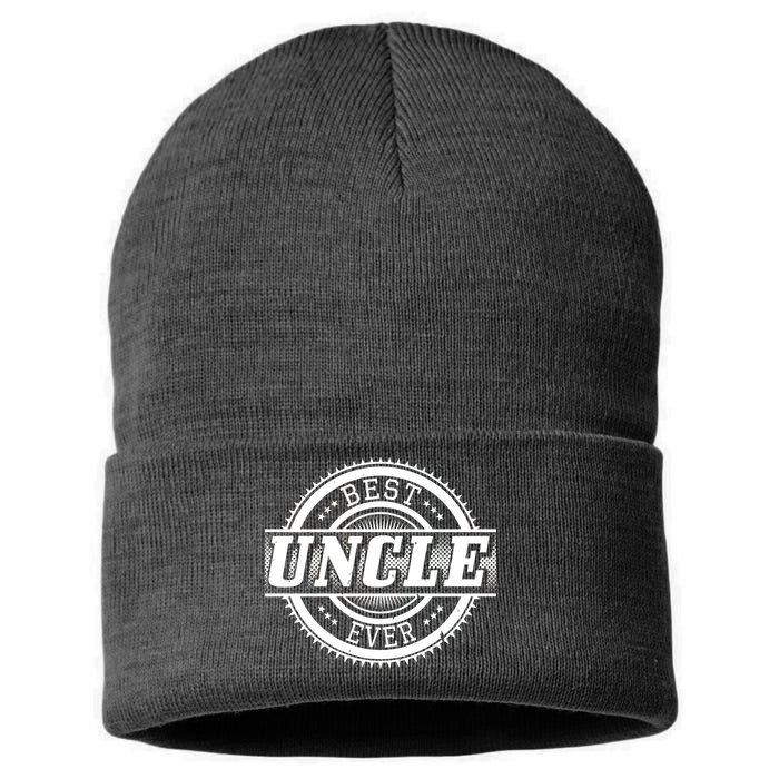 Best Uncle Ever Badge Sustainable Knit Beanie