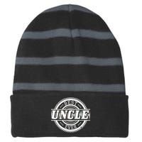 Best Uncle Ever Badge Striped Beanie with Solid Band