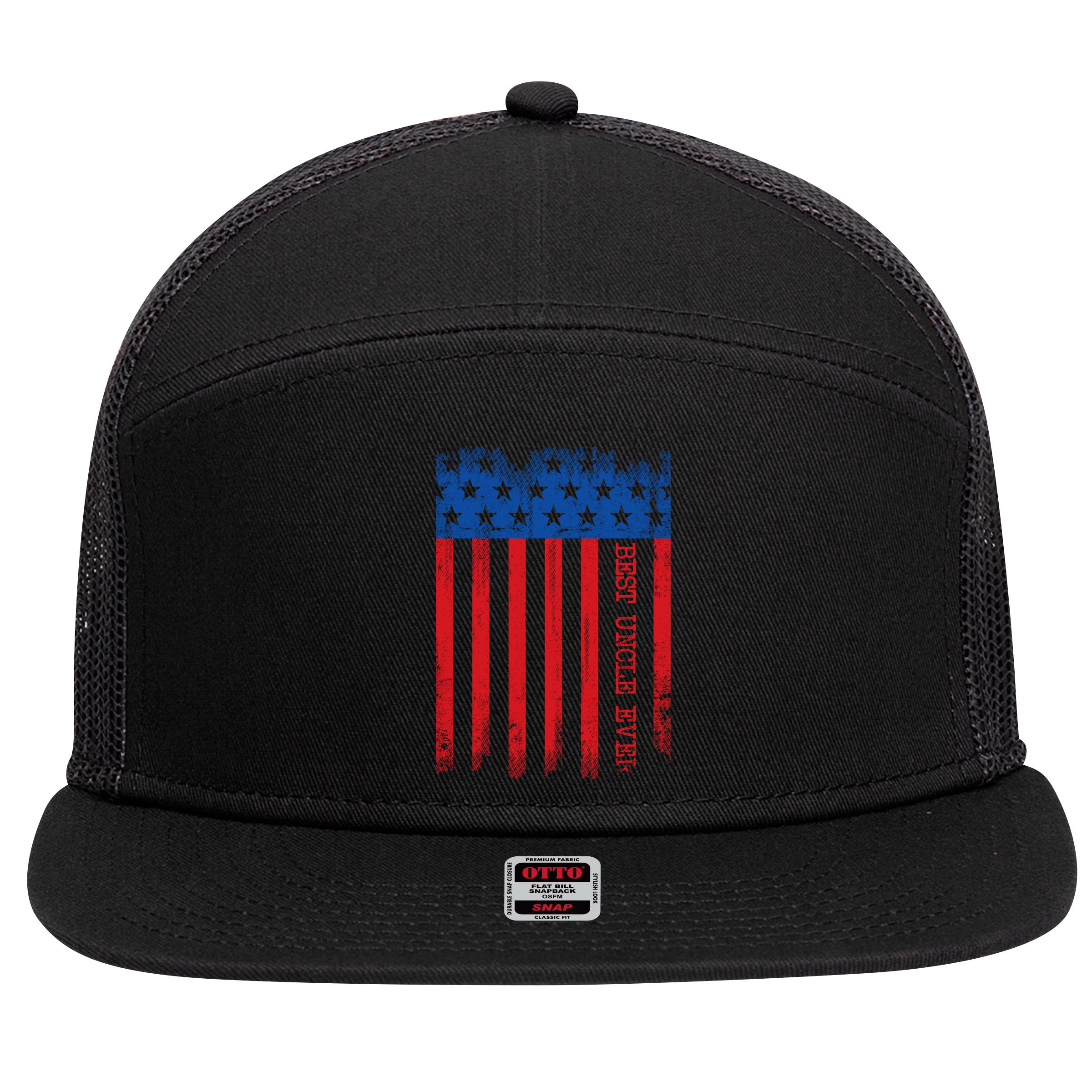 Best Uncle In America Flag 7 Panel Mesh Trucker Snapback Hat