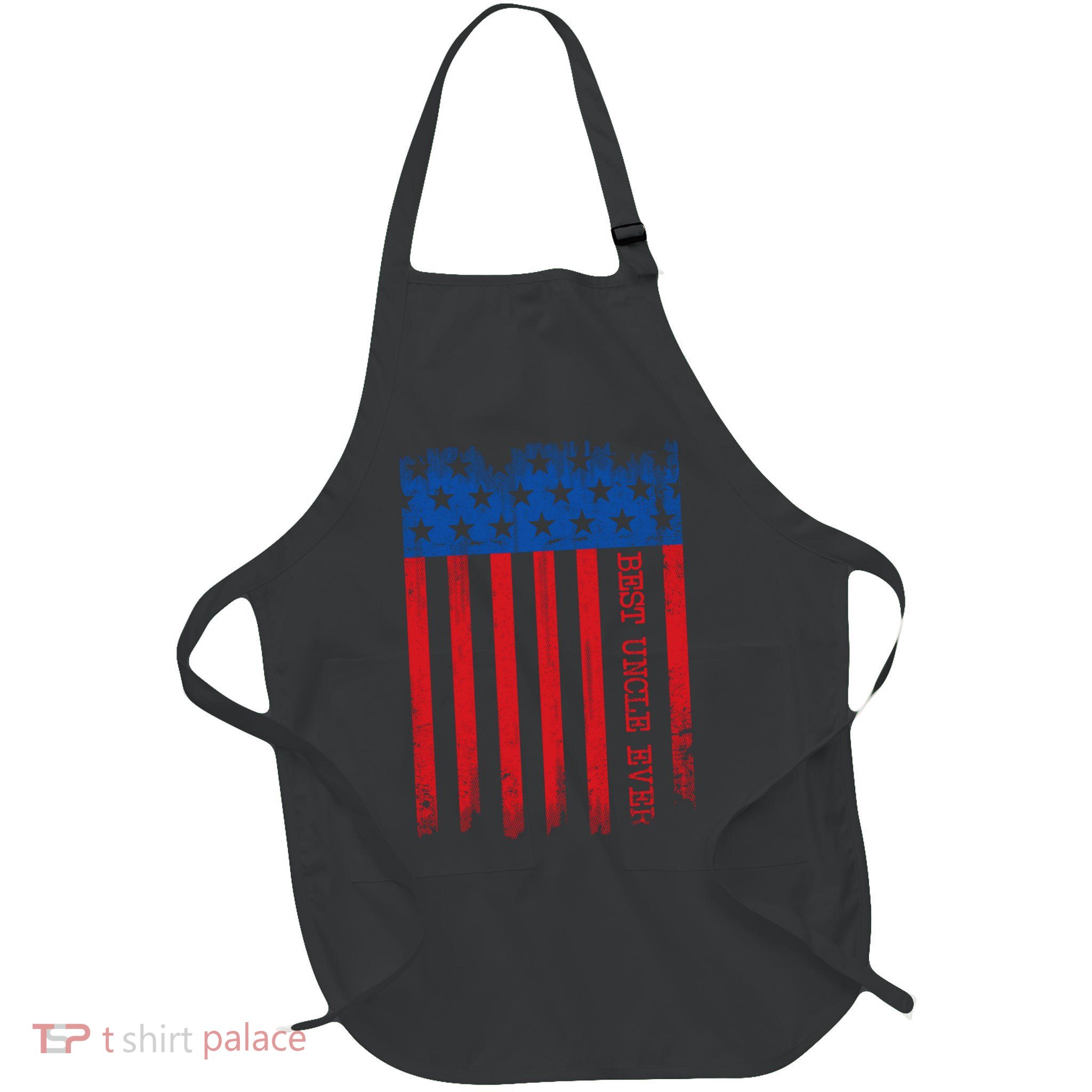 Best Uncle In America Flag Full-Length Apron With Pockets