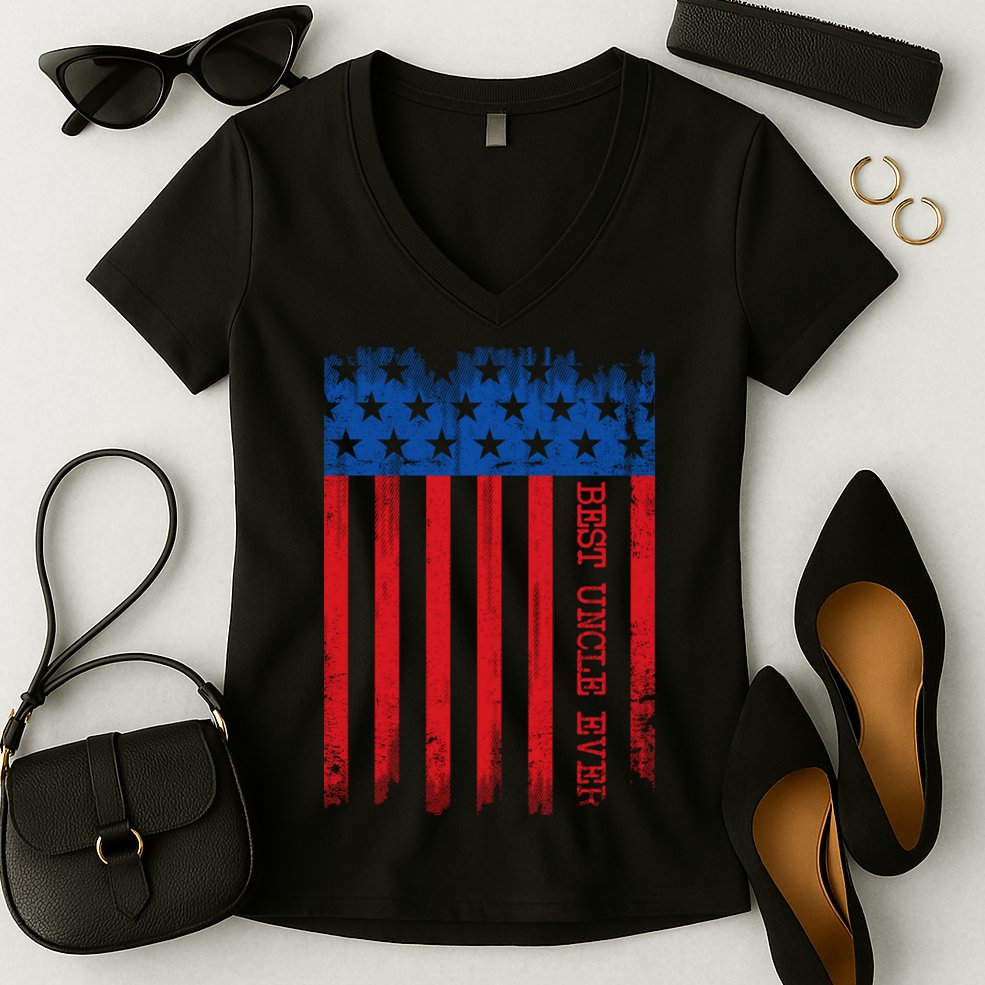 Best Uncle In America Flag Women's V-Neck T-Shirt