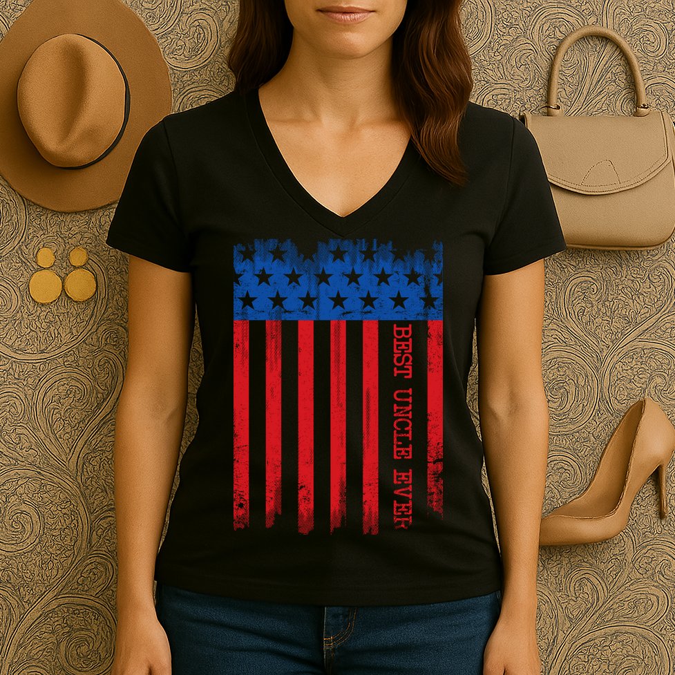 Best Uncle In America Flag Women's V-Neck T-Shirt
