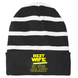 Best Wife In The Galaxy Striped Beanie with Solid Band