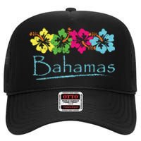 Bahamas Exotic Tropical Beach And Vacation Vintage Print High Crown Mesh Back Trucker Hat