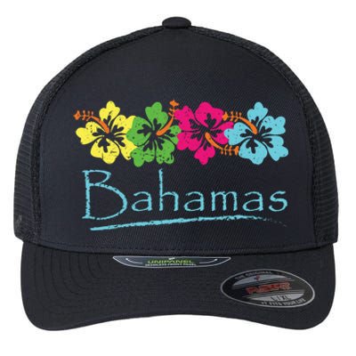 Bahamas Exotic Tropical Beach And Vacation Vintage Print Flexfit Unipanel Trucker Cap