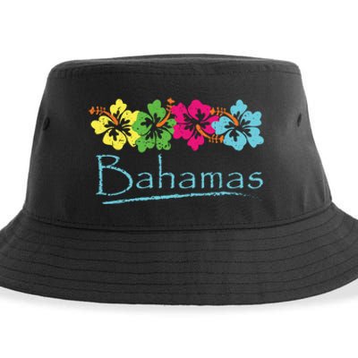 Bahamas Exotic Tropical Beach And Vacation Vintage Print Sustainable Bucket Hat