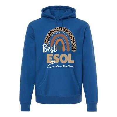 Best Esol Teacher Ever Boho Rainbow Teacher Appreciation Cool Gift Premium Hoodie