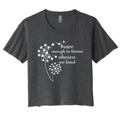 Brave Enough To Bloom Month US Army Veteran Women's Crop Top Tee