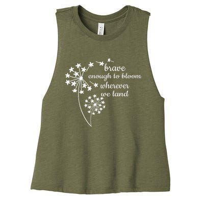 Brave Enough To Bloom Month US Army Veteran Women's Racerback Cropped Tank