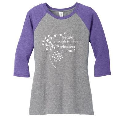 Brave Enough To Bloom Month US Army Veteran Women's Tri-Blend 3/4-Sleeve Raglan Shirt