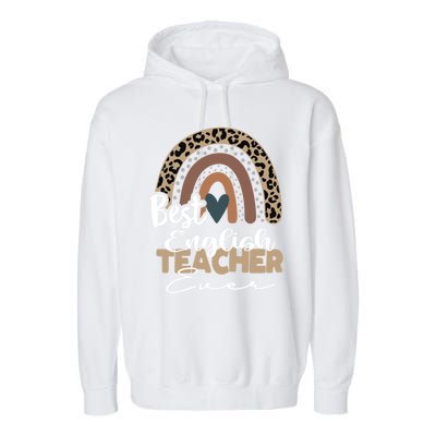 Best English Teacher Ever Boho Rainbow Teacher Appreciation Cute Gift Garment-Dyed Fleece Hoodie