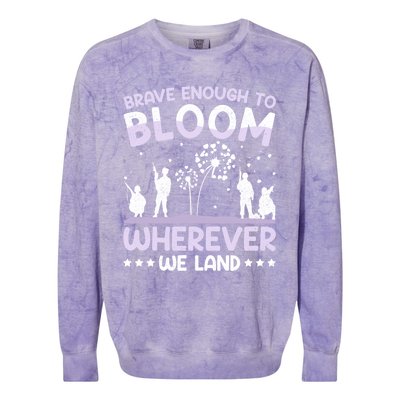 Brave Enough To Bloom Purple Up Military Month Great Gift Colorblast Crewneck Sweatshirt