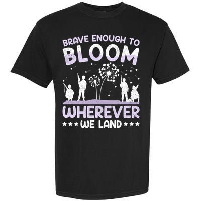 Brave Enough To Bloom Purple Up Military Month Great Gift Garment-Dyed Heavyweight T-Shirt