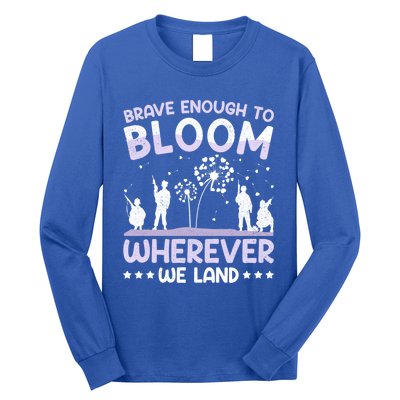 Brave Enough To Bloom Purple Up Military Month Great Gift Long Sleeve Shirt