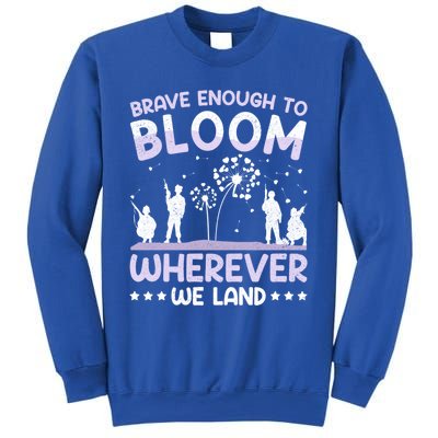 Brave Enough To Bloom Purple Up Military Month Great Gift Sweatshirt