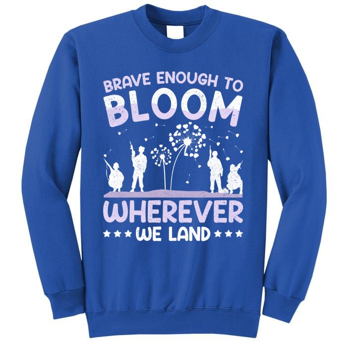 Brave Enough To Bloom Purple Up Military Month Great Gift Sweatshirt