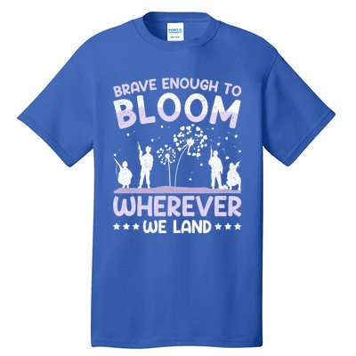 Brave Enough To Bloom Purple Up Military Month Great Gift Tall T-Shirt