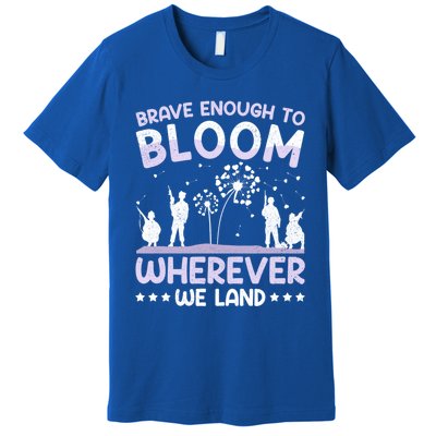 Brave Enough To Bloom Purple Up Military Month Great Gift Premium T-Shirt