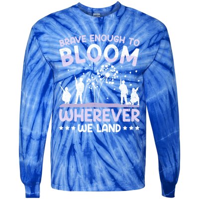 Brave Enough To Bloom Purple Up Military Month Great Gift Tie-Dye Long Sleeve Shirt