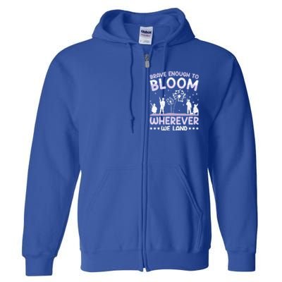 Brave Enough To Bloom Purple Up Military Month Great Gift Full Zip Hoodie