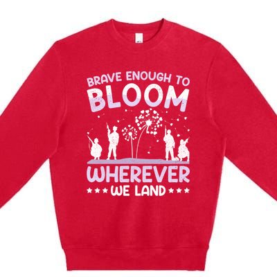 Brave Enough To Bloom Purple Up Military Month Great Gift Premium Crewneck Sweatshirt