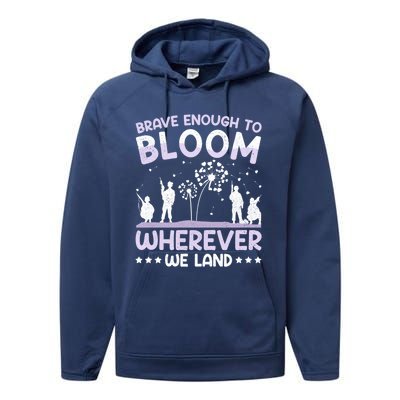 Brave Enough To Bloom Purple Up Military Month Great Gift Performance Fleece Hoodie