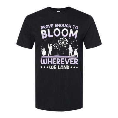 Brave Enough To Bloom Purple Up Military Month Great Gift Softstyle CVC T-Shirt