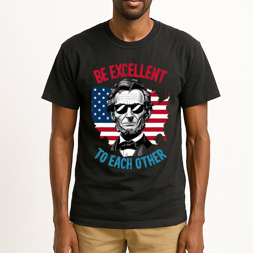Be Excellent To Each Other Us Map Flag Abe Abraham Lincoln Tall T-Shirt