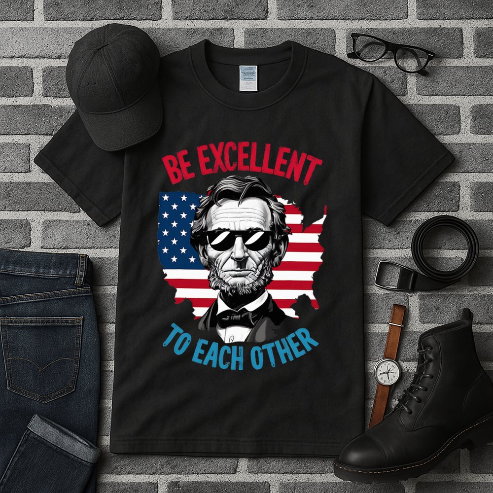 Be Excellent To Each Other Us Map Flag Abe Abraham Lincoln Tall T-Shirt