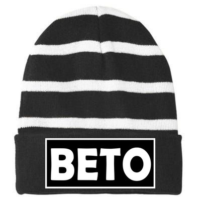 Beto For President Simple Logo  Striped Beanie with Solid Band