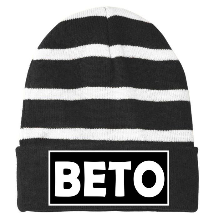 Beto For President Simple Logo  Striped Beanie with Solid Band