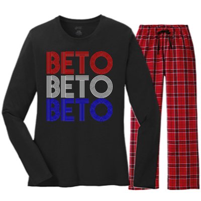 Beto For Senate Texas Election Retro Women's Long Sleeve Flannel Pajama Set 