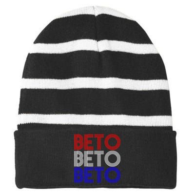 Beto For Senate Texas Election Retro Striped Beanie with Solid Band