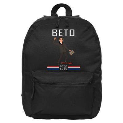 Beto O'Rourke For President Skateboarding 16 in Basic Backpack