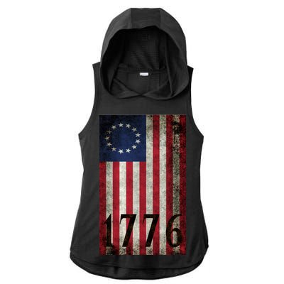 Betsy Ross 1776 13 State Original Colonies Flag Ladies PosiCharge Tri-Blend Wicking Draft Hoodie Tank