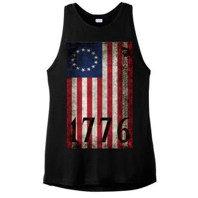 Betsy Ross 1776 13 State Original Colonies Flag Ladies PosiCharge Tri-Blend Wicking Tank