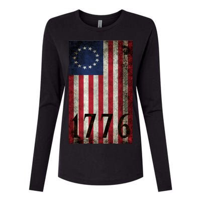 Betsy Ross 1776 13 State Original Colonies Flag Womens Cotton Relaxed Long Sleeve T-Shirt