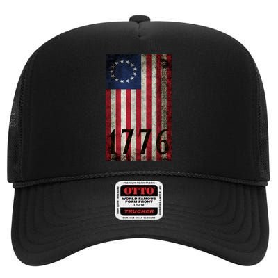 Betsy Ross 1776 13 State Original Colonies Flag High Crown Mesh Back Trucker Hat