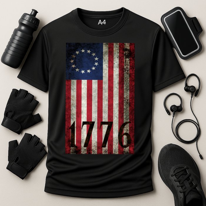 Betsy Ross 1776 13 State Original Colonies Flag Cooling Performance Crew T-Shirt